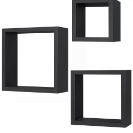 ΣΕΤ ΡΑΦΙΑ ΤΟΙΧΟΥ ΜΑΥΡΟ ΜΕΛΑΜΙΝΗ 25X25X12/30X30X12/35X35X12CM 3ΤΜΧ