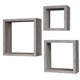ΣΕΤ ΡΑΦΙΑ ΤΟΙΧΟΥ ΔΡΥΣ ΜΕΛΑΜΙΝΗ 25X25X12/30X30X12/35X35X12CM 3ΤΜΧ