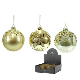 ΜΠΑΛΑ ΜΕ GLITTER ΔΙΑΚΟΣΜΗΣΗ ΧΡΥΣΟ ΓΥΑΛΙ Φ10CM ΣΕ 3 ΣΧΕΔΙΑ