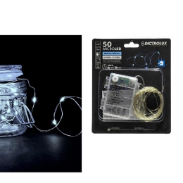 50 MICROLED ΕΣΩΤ. & ΕΞΩΤ. ΧΩΡΟΥ ΜΕ 8 ΠΡΟΓΡΑΜΜΑΤΑ ΨΥΧΡΟ ΛΕΥΚΟ ΦΩΣ ΔΙΑΦΑΝΟ ΚΑΛΩΔΙΟ ΜΗ ΕΠΕΚΤΕΙΝΟΜΕΝΟ IP44 ΜΠΑΤΑΡΙΑΣ 4.5V 5.