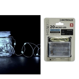 20 MICROLED ΕΣΩΤ. ΧΩΡΟΥ ΨΥΧΡΟ ΛΕΥΚΟ ΦΩΣ ΔΙΑΦΑΝΟ ΚΑΛΩΔΙΟ ΜΗ ΕΠΕΚΤΕΙΝΟΜΕΝΟ ΜΠΑΤΑΡΙΑΣ 4.5V 2.5M