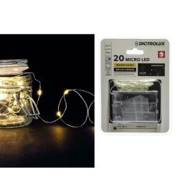 20 MICROLED ΕΣΩΤ. ΧΩΡΟΥ ΘΕΡΜΟ ΛΕΥΚΟ ΦΩΣ ΔΙΑΦΑΝΟ ΚΑΛΩΔΙΟ ΜΗ ΕΠΕΚΤΕΙΝΟΜΕΝΟ ΜΠΑΤΑΡΙΑΣ 4.5V 2.5M