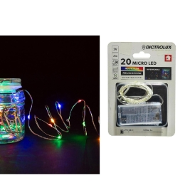 20 MICROLED ΕΣΩΤ. ΧΩΡΟΥ ΠΟΛΥΧΡΩΜΟ ΦΩΣ ΔΙΑΦΑΝΟ ΚΑΛΩΔΙΟ ΜΗ ΕΠΕΚΤΕΙΝΟΜΕΝΟ ΜΠΑΤΑΡΙΑΣ 3V 2.5M