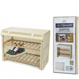 ΠΑΠΟΥΤΣΟΘΗΚΗ WOODHANDY BEIGE/ΥΦΑΣΜΑ/ΞΥΛΟ 63X27.5X49CM 2ΤΜΧ