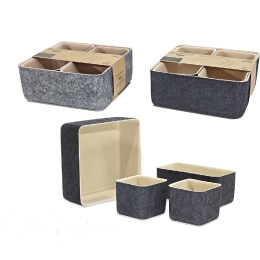 ΣΕΤ ΚΑΛΑΘΙΑ ΑΝΘΡΑΚΙ/ΜΠΕΖ ΤΣΟΧΑ 25X25X10.5CM/24X12X9.5CM/12X12X9.5CM 4ΤΜΧ ΣΕ 2 ΣΧΕΔΙΑ
