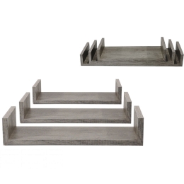 ΣΕΤ ΡΑΦΙΑ ΓΚΡΙ ΔΡΥΣ 60X15.5X8CM/50X15.5X8CM/40X15.5X8CM 3ΤΜΧ
