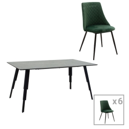 ΤΡΑΠΕΖΑΡΙΑ LIFO-GISELLE  PAKOWORLD ΣΕΤ 7ΤΜΧ MDF CEMENT-ΣΚΟΥΡΟ ΠΡΑΣΙΝΟ 160X90X75ΕΚ