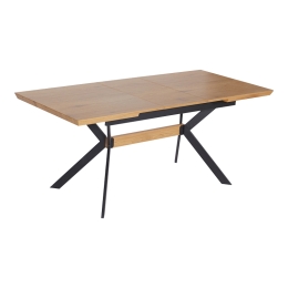 ΤΡΑΠΕΖΙ JESSAMY PAKOWORLD ΕΠΕΚΤΕΙΝΟΜΕΝΟ MDF 43MM ΣΕ ΦΥΣΙΚΗ ΑΠΟΧΡΩΣΗ ΚΑΙ ΠΟΔΙ ΜΕΤΑΛΛΙΚΟ ΜΑΥΡΟ 160/200X90X76ΕΚ