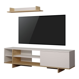 ΣΥΝΘΕΤΟ ΣΑΛΟΝΙΟΥ SALOON PAKOWORLD ΣΕ ΛΕΥΚΗ-OAK ΑΠΟΧΡΩΣΗ 160X35.5X44ΕΚ