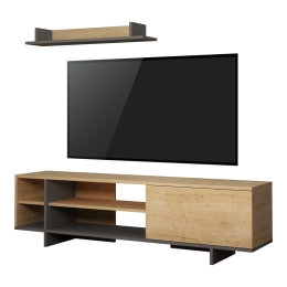 ΣΥΝΘΕΤΟ ΣΑΛΟΝΙΟΥ SALOON PAKOWORLD ΣΕ ΑΝΘΡΑΚΙ-OAK ΑΠΟΧΡΩΣΗ 160X35.5X44ΕΚ