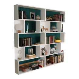 ΒΙΒΛΙΟΘΗΚΗ BOOKY PAKOWORLD 12 ΡΑΦΙΩΝ ΛΕΥΚΟ ΜΕΛΑΜΙΝΗΣ 180X20X175ΕΚ
