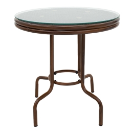 ΤΡΑΠΕΖΙ PAULA PAKOWORLD ΜΕΤΑΛΛΟ-PE RATTAN ΚΑΦΕ Φ60X60ΕΚ