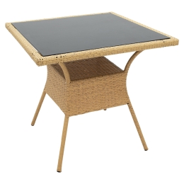 ΤΡΑΠΕΖΙ LAURA PAKOWORLD ΜΕΤΑΛΛΟ-PE RATTAN ΦΥΣΙΚΟ 80X80X75ΕΚ