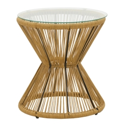 ΤΡΑΠΕΖΙ MABIL PAKOWORLD RATTAN ΦΥΣΙΚΟ-ΓΥΑΛΙ Φ50X55ΕΚ