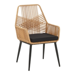 ΠΟΛΥΘΡΟΝΑ TANISH PAKOWORLD RATTAN ΦΥΣΙΚΟ-ΠΟΔΙ ΜΑΥΡΟ ΜΕΤΑΛΛΟ 58X58.5X87ΕΚ