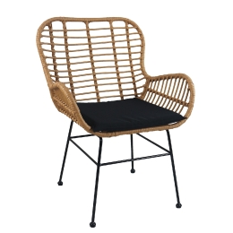 ΚΑΡΕΚΛΑ ΚΗΠΟΥ ARTELIBRE ABUDIUS ΦΥΣΙΚΟ/ΜΑΥΡΟ ΜΕΤΑΛΛΟ/RATTAN 60X60X85CM