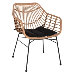 ΠΟΛΥΘΡΟΝΑ ΚΗΠΟΥ ARTELIBRE AFINIUS ΦΥΣΙΚΟ/ΜΑΥΡΟ RATTAN/ΜΕΤΑΛΛΟ 58.5X60.5X80CM