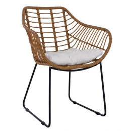 ΠΟΛΥΘΡΟΝΑ ΚΗΠΟΥ ARTELIBRE ABURIUS ΦΥΣΙΚΟ/ΜΑΥΡΟ RATTAN/ΜΕΤΑΛΛΟ 63X60X83.5CM