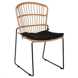 ΚΑΡΕΚΛΑ ΚΗΠΟΥ ARTELIBRE ALFENUS ΦΥΣΙΚΟ/ΜΑΥΡΟ RATTAN/ΜΕΤΑΛΛΟ 50X55X84CM