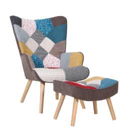 ΠΟΛΥΘΡΟΝΑ ΜΠΕΡΖΕΡΑ ΜΕ ΥΠΟΠΟΔΙΟ ARTELIBRE BRIAR PATCHWORK ΥΦΑΣΜΑ/ΞΥΛΟ 73X69X96CM