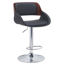 ΣΚΑΜΠΟ BAR ARTELIBRE HAGEN ΜΑΥΡΟ/ΚΑΦΕ ΞΥΛΟ/PU/ΑΛΟΥΜΙΝΙΟ 52X51X89-110.5CM