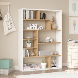 ΒΙΒΛΙΟΘΗΚΗ DECORA PAKOWORLD ΣΕ ΦΥΣΙΚΟ-ΛΕΥΚΟ ΑΠΟΧΡΩΣΗ 90X22X123.6ΕΚ