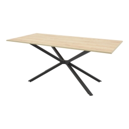 ΤΡΑΠΕΖΙ DINNY PAKOWORLD OAK MDF-ΜΑΥΡΟ ΜΕΤΑΛΛΟ 180X90X75ΕΚ