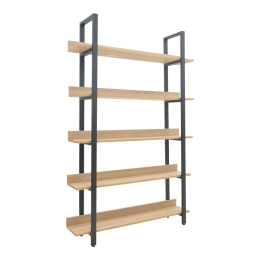 ΒΙΒΛΙΟΘΗΚΗ ALMOND PAKOWORLD ΣΕ OAK-ΜΑΥΡΗ ΑΠΟΧΡΩΣΗ 120X29X185ΕΚ