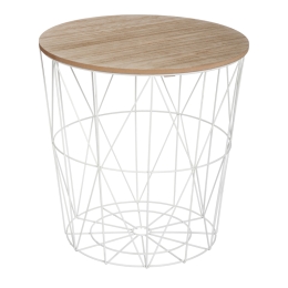 ΒΟΗΘΗΤΙΚΟ ΤΡΑΠΕΖΙ KUMI PAKOWORLD MDF ΕΠΙΦΑΝΕΙΑ OAK ΚΑΙ ΜΕΤΑΛΛΟ ΣΕ ΛΕΥΚΗ ΑΠΟΧΡΩΣΗ Φ40X41ΕΚ