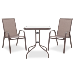 ΤΡΑΠΕΖΑΡΙΑ WATSON-CALAN ΣΕΤ 3ΤΕΜ PAKOWORLD ΜΕΤΑΛΛΟ-TEXTILENE ΚΑΦΕ 60X60X70ΕΚ