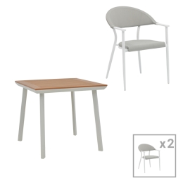 ΤΡΑΠΕΖΑΡΙΑ SYNERGY-PINO ΣΕΤ 3ΤΕΜ PAKOWORLD ΛΕΥΚΟ ΑΛΟΥΜΙΝΙΟ ΚΑΙ PLYWOOD ΣΕ ΦΥΣΙΚΟ ΧΡΩΜΑ 80X80X74ΕΚ