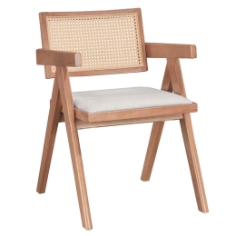 ΠΟΛΥΘΡΟΝΑ WINSLOW PAKOWORLD ΞΥΛΟ RUBBERWOOD ΑΝΟΙΚΤΟ ΚΑΡΥΔΙ-PVC RATTAN ΦΥΣΙΚΟ-ΥΦΑΣΜΑ ΓΚΡΙ