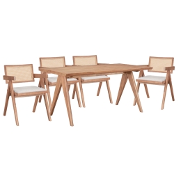 ΤΡΑΠΕΖΑΡΙΑ WINSLOW Ι PAKOWORLD ΣΕΤ 5ΤΕΜ ΞΥΛΟ RUBBERWOOD ΑΝΟΙΧΤΟ ΚΑΡΥΔΙ 160X85X75ΕΚ