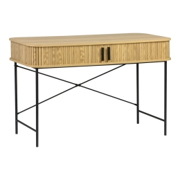 ΓΡΑΦΕΙΟ ΕΡΓΑΣΙΑΣ SCANDI PAKOWORLD MDF/METAL ΣΕ ΦΥΣΙΚΗ ΑΠΟΧΡΩΣΗ ΜΕ ΜΕΤΑΛΛΙΚΑ ΜΑΥΡΑ ΠΟΔΙΑ 120X60X76,5ΕΚ