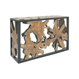 ΚΟΝΣΟΛΑ DONIS INART ΦΥΣΙΚΟ-ΜΑΥΡΟ ΜΑΣΙΦ ΞΥΛΟ TEAK 120X40X75ΕΚ