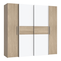 ΝΤΟΥΛΑΠΑ ΡΟΥΧΩΝ CLOSET PAKOWORLD ΤΕΤΡΑΦΥΛΛΗ SONOMA OAK-ΛΕΥΚΟ ΜΕΛΑΜΙΝΗΣ 200X61.5X190.5ΕΚ
