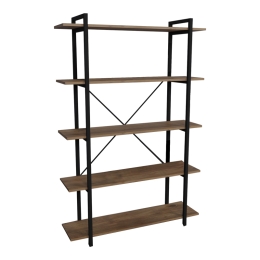 ΒΙΒΛΙΟΘΗΚΗ RESON PAKOWORLD OAK ΜΕΛΑΜΙΝΗΣ-ΜΑΥΡΟ ΜΕΤΑΛΛΟ 120X34X180ΕΚ