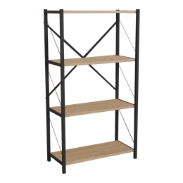 ΒΙΒΛΙΟΘΗΚΗ JACKREY PAKOWORLD OAK ΜΕΛΑΜΙΝΗΣ-ΜΑΥΡΟ ΜΕΤΑΛΛΟ 60X30X114ΕΚ