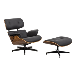 ΠΟΛΥΘΡΟΝΑ-ΥΠΟΠΟΔΙΟ RELAX JENNA PAKOWORLD ΜΑΥΡΟ PU- PLYWOOD ΚΑΡΥΔΙ-ΒΑΣΗ ΧΡΩΜΙΟΥ 82X92X82ΕΚ