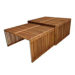 ΤΡΑΠΕΖΙ TINNIE I PAKOWORLD ΣΕΤ 2ΤΕΜ TEAK ΞΥΛΟ ΣΕ ΦΥΣΙΚΗ ΑΠΟΧΡΩΣΗ