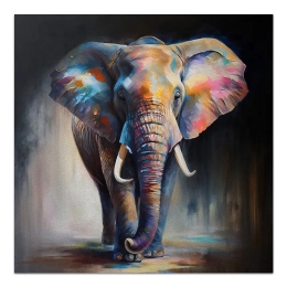 ΠΙΝΑΚΑΣ ΣΕ ΚΑΜΒΑ "COLORFUL ELEPHANT" MEGAPAP ΨΗΦΙΑΚΗΣ ΕΚΤΥΠΩΣΗΣ 100X100X3ΕΚ.