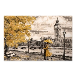 ΠΙΝΑΚΑΣ ΣΕ ΚΑΜΒΑ "BIG BEN AND YELLOW LEAVES" MEGAPAP ΨΗΦΙΑΚΗΣ ΕΚΤΥΠΩΣΗΣ 125X80X3ΕΚ.