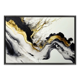 ΠΙΝΑΚΑΣ ΣΕ ΚΑΜΒΑ "ABSTRACT GOLDEN WAVE" MEGAPAP ΨΗΦΙΑΚΗΣ ΕΚΤΥΠΩΣΗΣ ΜΕ ΚΟΡΝΙΖΑ ΧΡΩΜΑ ΜΑΥΡΟ 140X100X3ΕΚ.