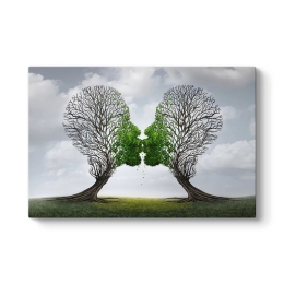 ΠΙΝΑΚΑΣ ΣΕ ΚΑΜΒΑ "TREES GROWING WITH LOVE" MEGAPAP ΨΗΦΙΑΚΗΣ ΕΚΤΥΠΩΣΗΣ 100X70X3ΕΚ.