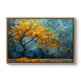 ΠΙΝΑΚΑΣ ΣΕ ΚΑΜΒΑ "WINDBLOWN TREE" MEGAPAP ΨΗΦΙΑΚΗΣ ΕΚΤΥΠΩΣΗΣ ΜΕ ΚΟΡΝΙΖΑ ΧΡΩΜΑ ΧΡΥΣΟ 140X100X3ΕΚ.