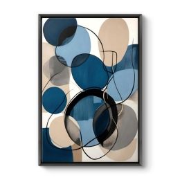 ΠΙΝΑΚΑΣ ΣΕ ΚΑΜΒΑ "BLUE AND BEIGE ABSTRACT" MEGAPAP ΨΗΦΙΑΚΗΣ ΕΚΤΥΠΩΣΗΣ ΜΕ ΚΟΡΝΙΖΑ ΧΡΩΜΑ ΜΑΥΡΟ 70X100X3ΕΚ.