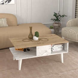 ΤΡΑΠΕΖΑΚΙ ΣΑΛΟΝΙΟΥ ANDROS MEGAPAP ΧΡΩΜΑ SAPPHIRE OAK - ΛΕΥΚΟ ΕΦΕ ΜΑΡΜΑΡΟΥ 90X54X39,6ΕΚ.