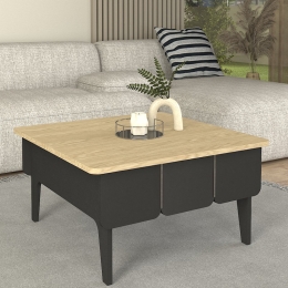 ΤΡΑΠΕΖΑΚΙ ΣΑΛΟΝΙΟΥ PEDRO MEGAPAP ΧΡΩΜΑ ΑΝΘΡΑΚΙ - ROTA OAK 73,2X73,2X38,6ΕΚ.