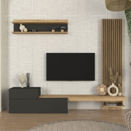 ΣΥΝΘΕΣΗ ΤΗΛΕΟΡΑΣΗΣ DUMONT MEGAPAP ΧΡΩΜΑ ΑΝΘΡΑΚΙ - SEPET OAK 240X36,8X200ΕΚ.