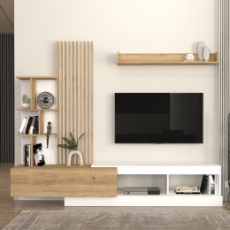 ΣΥΝΘΕΣΗ ΤΗΛΕΟΡΑΣΗΣ VERMONT MEGAPAP ΧΡΩΜΑ ΛΕΥΚΟ - SEPET OAK 240X40X192ΕΚ.
